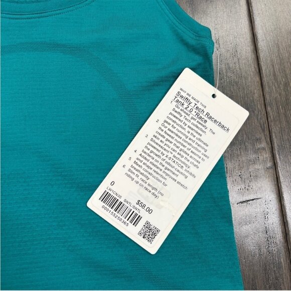 Lululemon NWT Swiftly Tech Racerback Tank Top 2.0 *Waist Length Sonic Teal - Picture 9 of 11